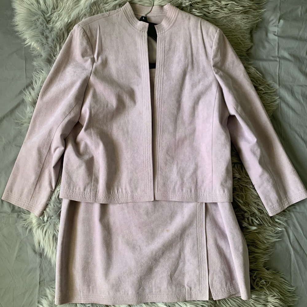 UltraSuede Brand Vintage Lilac 2pc Skirt Suit Size 18
